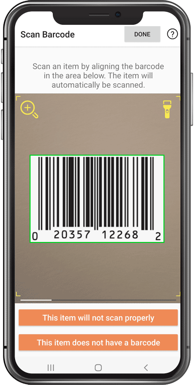 Use NCPMobile to scan the barcodes of items purchased on your shopping trips.